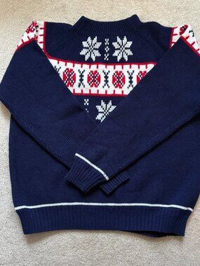 Vintage JCPenney acrylic 1970s Nordic fair isle ski sweater men's large [READ]